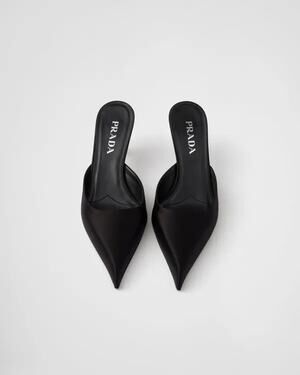 NWB Prada Satin Mules Black Womens Size 36